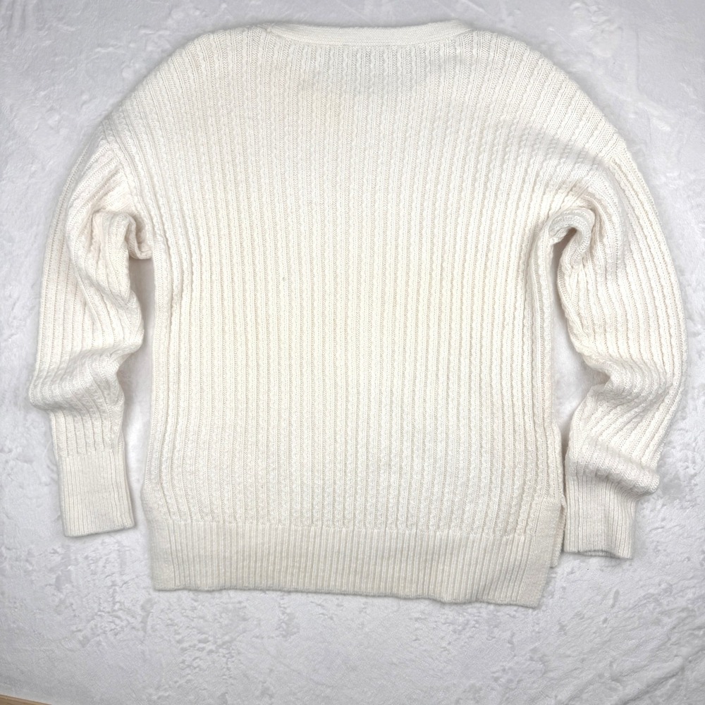 NWOT Ann Taylor Ribbed Alpaca Wool Blend Sweater S Cream Soft Cozy - Picture 2 of 7